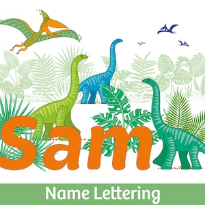 IMPRESSÃO DE NOME tema Dino, decoração de parede de quarto infantil personalizada, letra do nome, arquivo pronto para imprimir