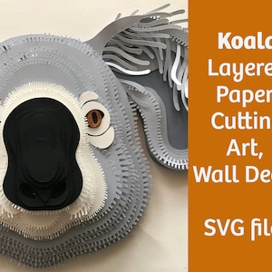 Koala layered papet cutting, wall decor, SVG for Cricut, vector template