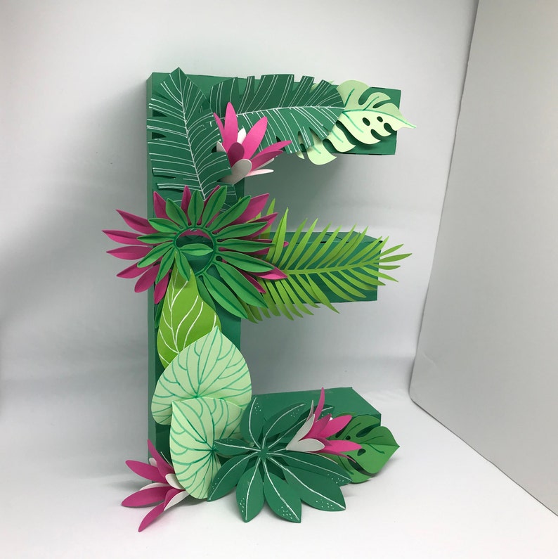 Lettres avec décoration de la jungle, alphabets 3D, SVG pour Cricut, fichiers pdr, créations manuelles, modèles vectoriels numériques image 4