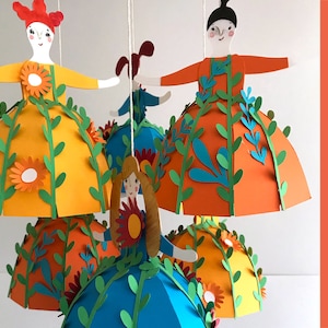 Décoration suspendue de danseuses, kit d'artisanat en papier, fichier SVG pour Cricut, PDF, modèle vectoriel, décoration de chambre d'enfant bricolage