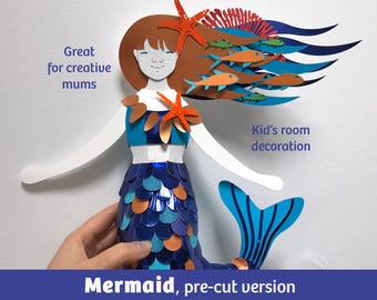 Pre-cut MERMAID paper craft kit, kid's room decor