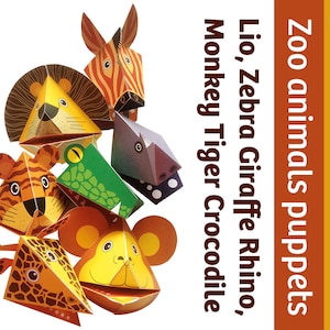Pacynki z motywem zwierząt z zoo: zestaw do tworzenia ozdób papierowych (do pobrania w formacie PDF)