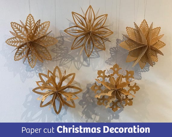 Christmas Star, paper cut decoration, Winter festive decor, SVG files