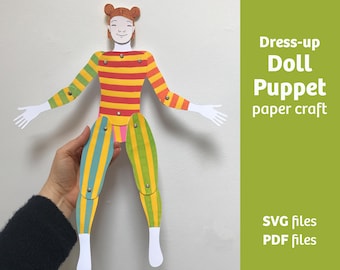 Puppet-Doll 02 (frontview) paper craft, art project for girls, PDF and SVG files