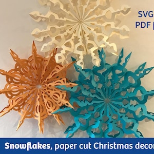 Copo de nieve gigante, decoración navideña, archivos SVG para Cricut, plantilla vectorial, adorno navideño DIY