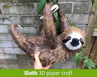 Sloth, paper craft object, kid's room decor, SVG and PDF files