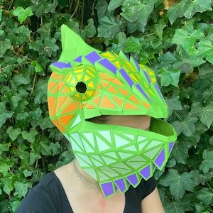Chamäleon 3D Papiermaske, SVG für Cricut, PDF-Dateien, digitale Vektorvorlagen, 3D Low Poly, DIY Papiermodell