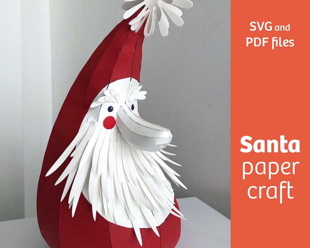 Santa 3D Paper Craft Object: Christmas Decor (SVG, PDF Files) - Etsy