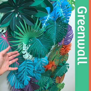 Pared verde tropical, decoración de paredes de papel, manualidades de papel, archivos SVG de Cricut, archivos PDF, plantillas vectoriales, proyecto de manualidades DIY