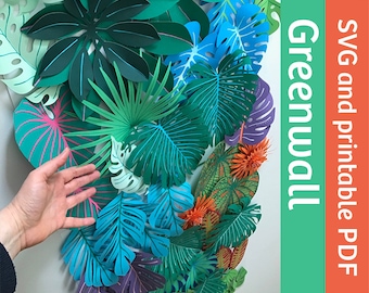 Tropical Greenwall Papercraft: DIY Wall Decor, SVG, PDF Templates (Digital Download)