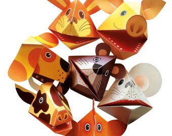 Farm Animal Hand Puppet Paper Craft Kit (Printable PDF)