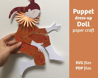 Puppet-Doll 01 (sideview) paper craft, art project for girls, PDF and SVG files