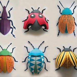 Kit de création Paperbugs 01, fichier SVG pour Cricut, modèles numériques vectoriels, PDF, 3D low poly, créations DIY, décoration murale