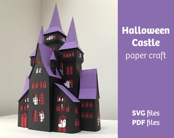 Halloween Castle, 3D paper craft objects, Party decor, SVG and PDF files
