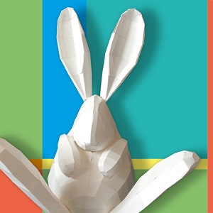 Rabbit, 3D paper model, SVG, PDF, digital templates, Cricut, 3D low poly, Easter DIY papercraft