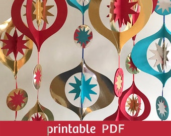 Christmas hanging decoration, printable pdf, svg for Cricut, digital template, DIY craft project