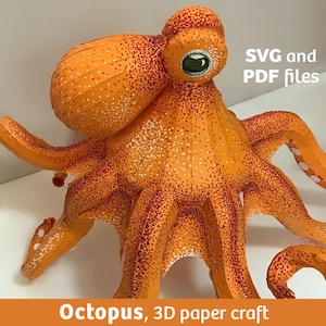Bläckfisk 3D-papperspyssel, avancerat gör-det-själv-projekt (SVG, PDF-filer)