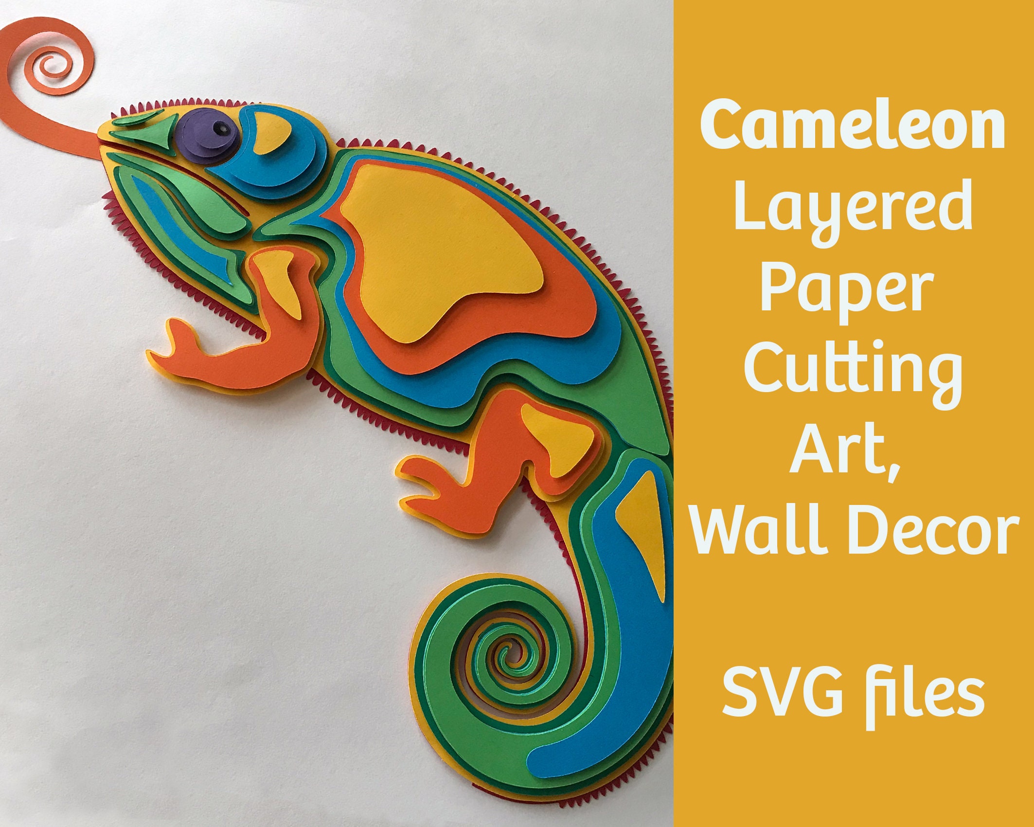 Chameleon Layered Paper Cutting Art Wall Decor SVG Files - Etsy