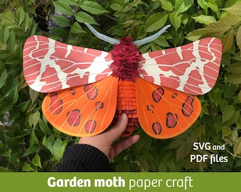 Garden moth, 3D papercraft, SVG files for Cricut, print-at-home PDF files