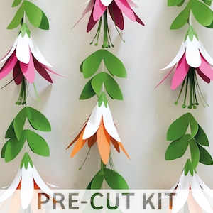 Flower garland, pre-cut 3D paper object, DIY paper walldecor