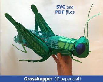 Grasshopper 3D Papercraft,  SVG files for Cricut, print-at-home PDF Files