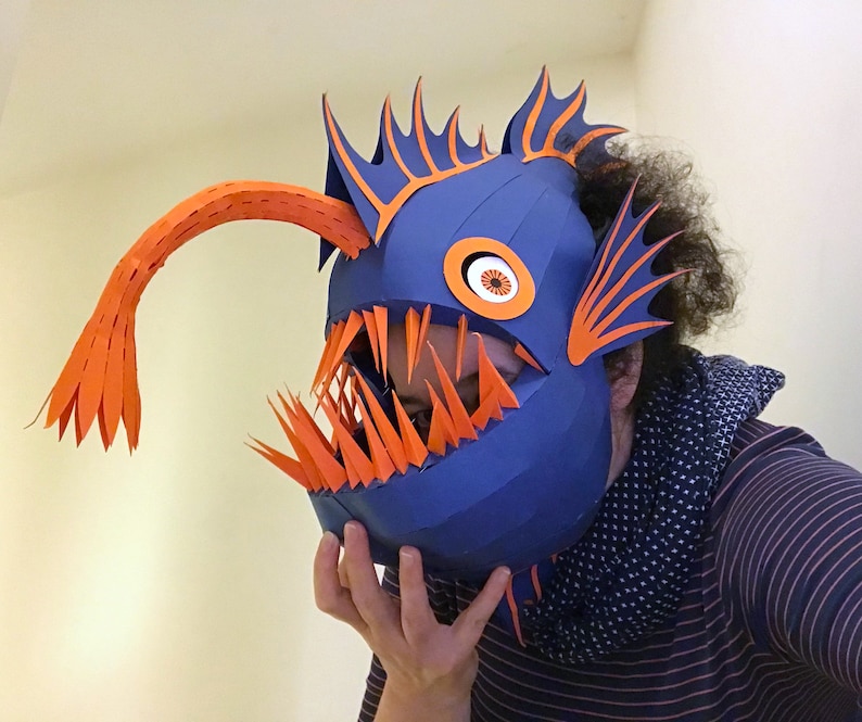 Deep Ocean Fish Mask: Paper Craft Halloween Costume (SVG, PDF Files) - Etsy