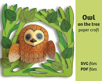 3D Owl Paper Craft: Kid's Room Wall Decor (PDF & SVG)