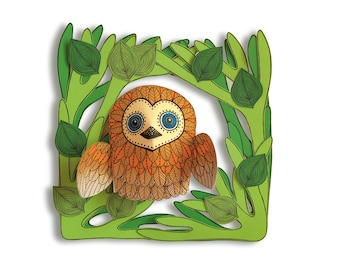 3D Owl Paper Craft: Kid's Room Wall Decor (PDF & SVG)