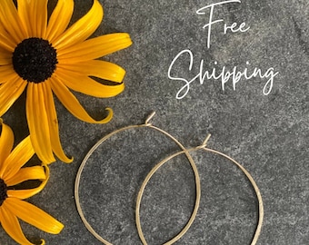 Classic Hammered Hoop Earrings, Thin Hoops, Sterling, Large Hoop Earrings, Gold Hoop Earrings, Silver Hoops, Small Hoop Earrings, Handmade