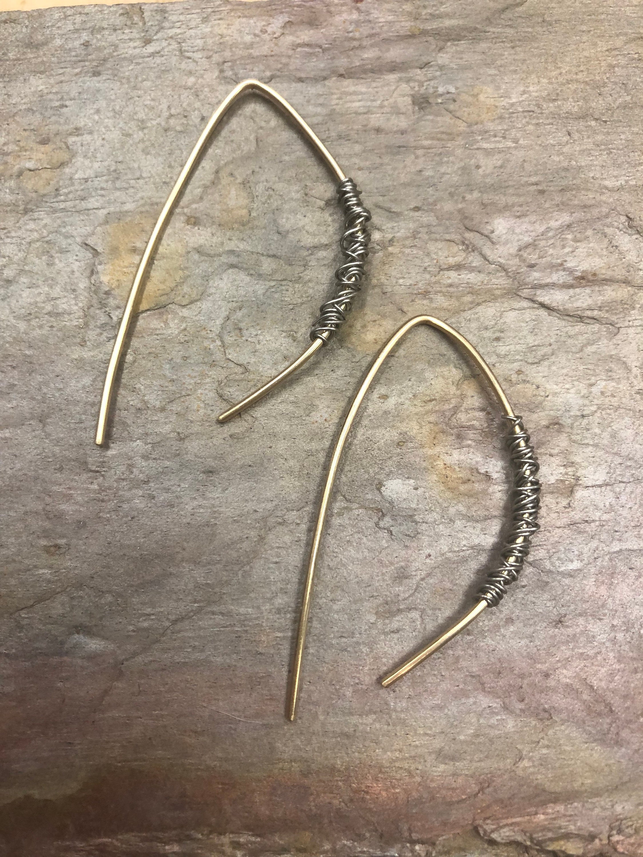Wire wrapped Mixed Metals Earrings