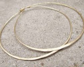 Sterling Silver or 14 K Gold Filled Classic Hammered Thin Hoop Earrings, Big Hoop Earrings, Large Hoop Earrings, Rose Gold Hoops, Boho Hoop