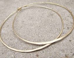 Sterling Silver or 14 K Gold Filled Classic Hammered Thin Hoop - Etsy