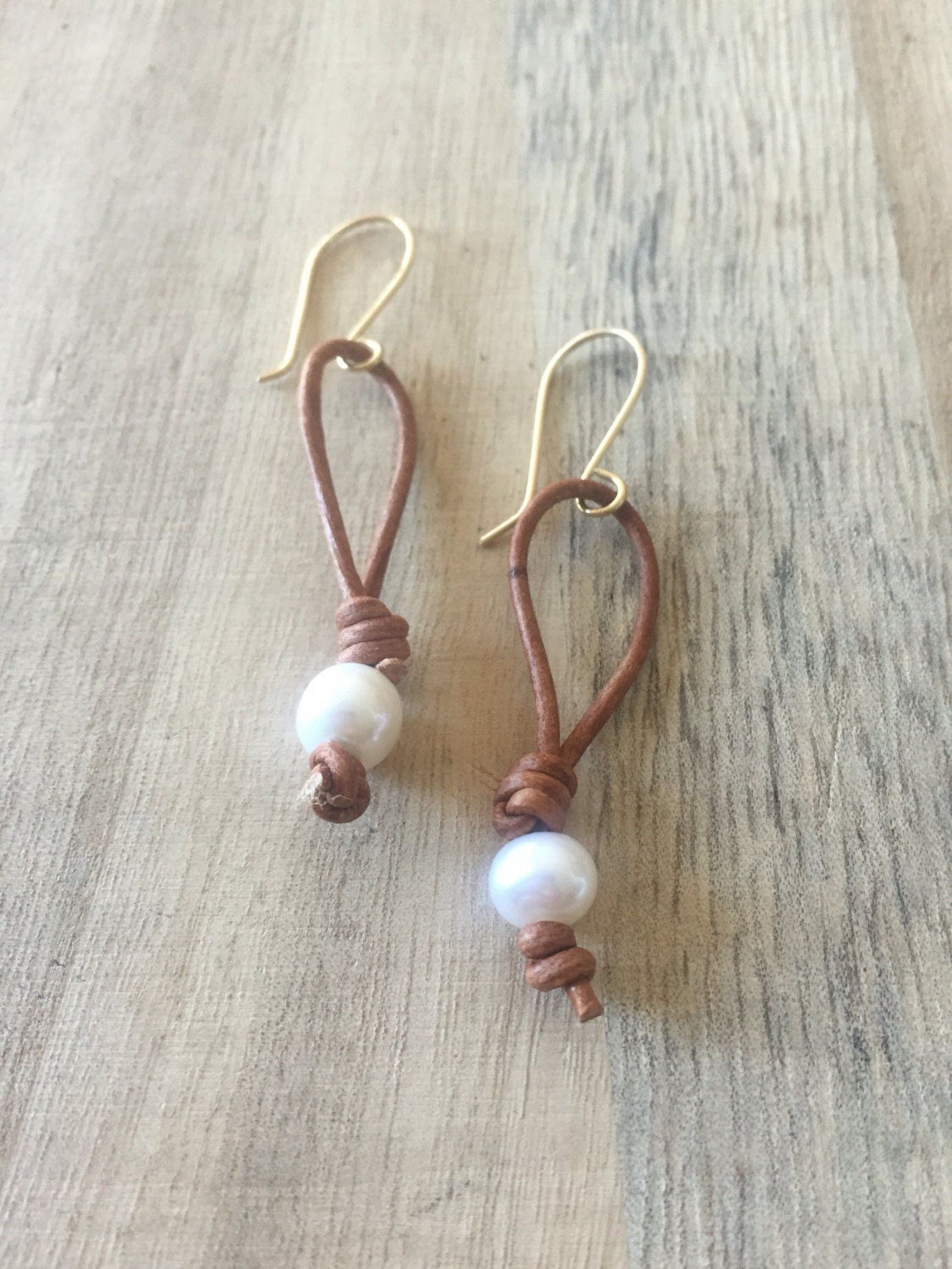 Freshwater Pearl Earrings, Pearl Earrings, Leather and Pearl Earrings ...