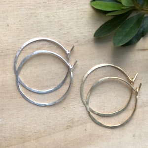 Classic Hammered Hoop Earrings, Thin Hoops, Sterling, Large Hoop Earrings, Gold Hoop Earrings, Silver Hoops, Small Hoop Earrings, Handmade image 3