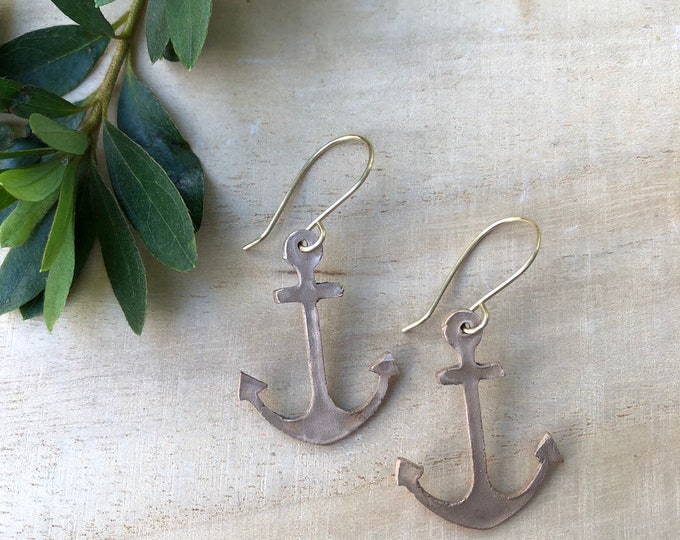 Anchor Earrings, Gold Earrings