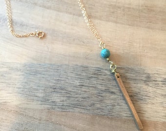 Turquoise Gold Bar Necklace