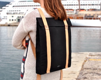 Handcrafted Minimalist Square Commuter Backpack - Rucksack for Everyday Use