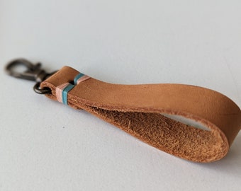 Hand stitched leather keychain