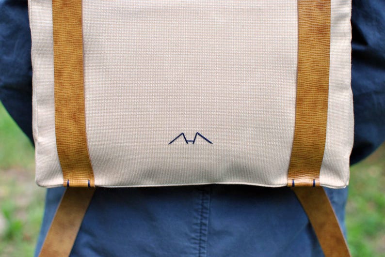 Personalized Backpack Waterproof Canvas Leather Straps Etsy