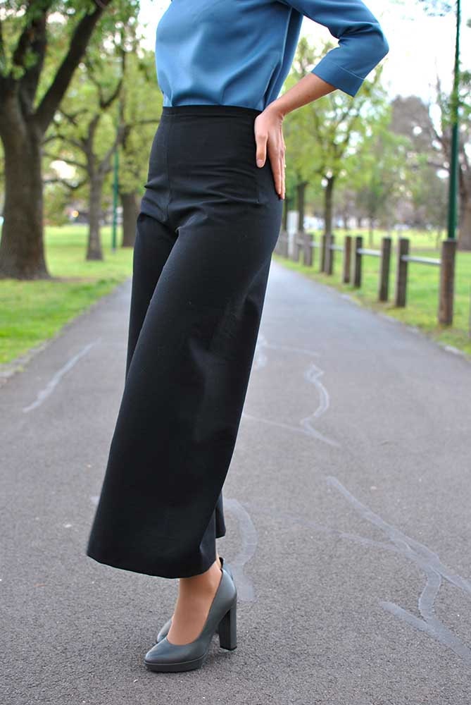 High Waist Culotte Wide-leg Crop Pants 