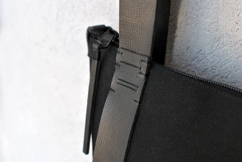 Minimalist Backpack, 15'' Laptop Rucksack Waterproof Canvas and Leather