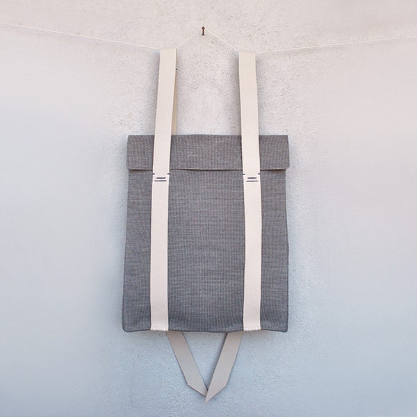 Handcrafted minimal backpack with leather straps | water-repellent and safe