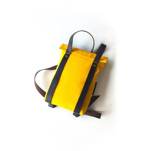 Stylish Small Black Backpack Purse Perfect Minimalist Accessory for Her On-the-Go YELLOW + BLACK