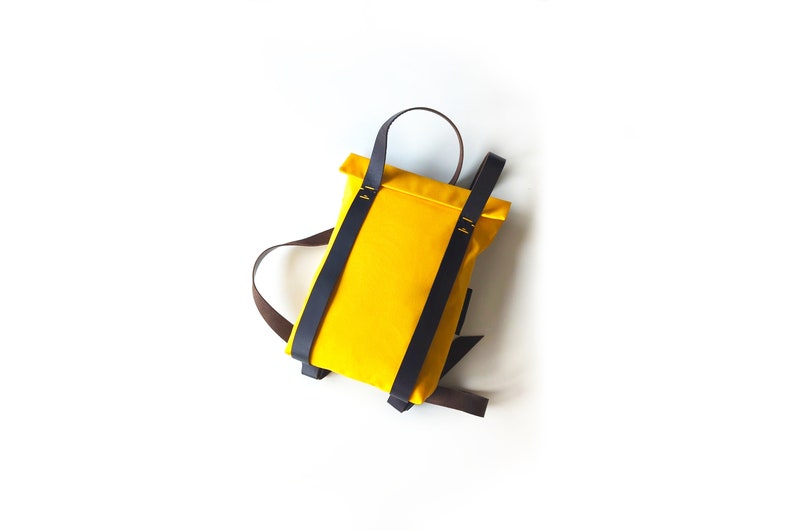 Stylish Small Black Backpack Purse Perfect Minimalist Accessory for Her On-the-Go YELLOW + BLACK