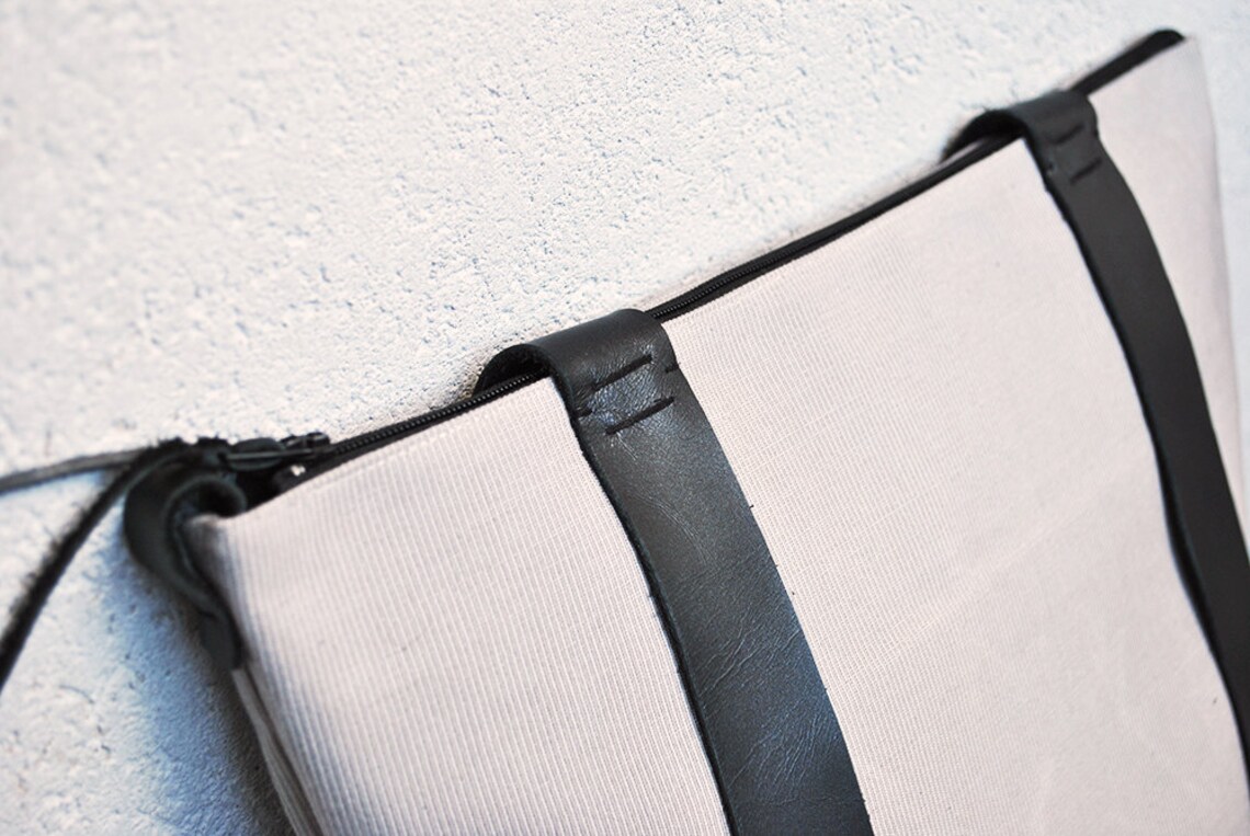 Minimalist Backpack Leather Straps Lightweight Canvas Etsy