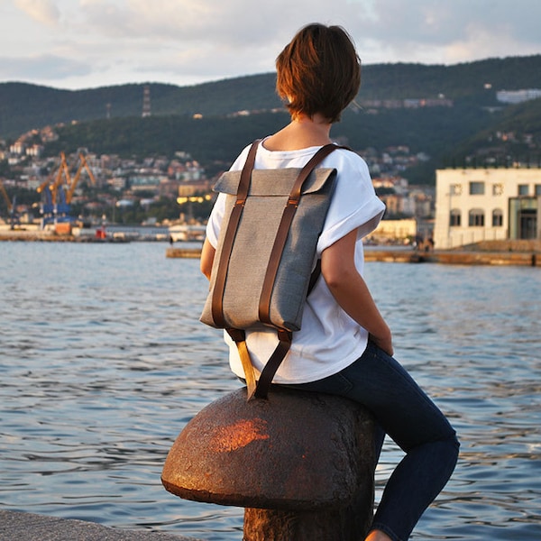 Anti theft backpack Lightweight safe backpack, leather canvas rucksack for him or her, custom rucksack 201