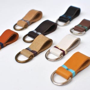 Leather keychain loop, mini key fob, leather keyholder, eco friendly keychain, personalized keychain