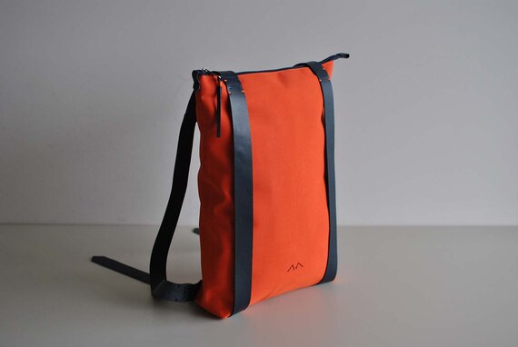 orange canvas backpack