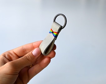 Colorful Rainbow Leather Keychain - Love is Love LGBTQ+ Pride Accessory