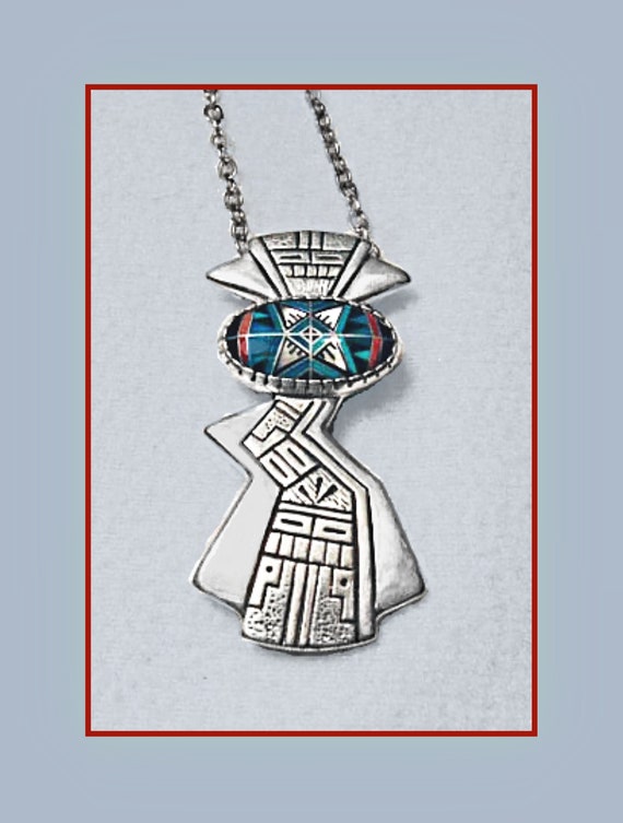Rare Kachina Pendant/Pin Necklace by Renowned Sil… - image 1